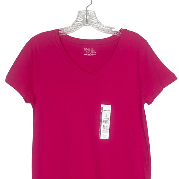 Time And Tru VNeck Relaxed Fit Tee Tshirt Womens Small PInk New - Picture 4 of 10